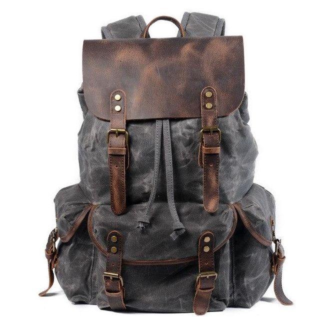 Vintage Leather Waterproof Travel Backpack