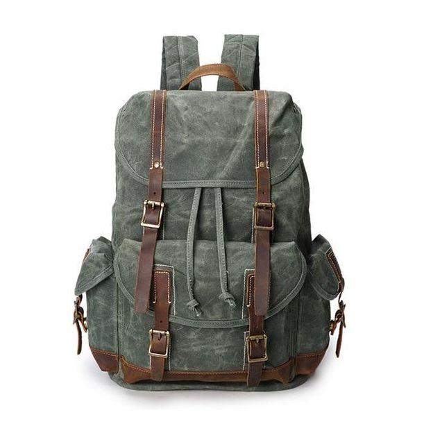 Vintage Leather Canvas Backpack