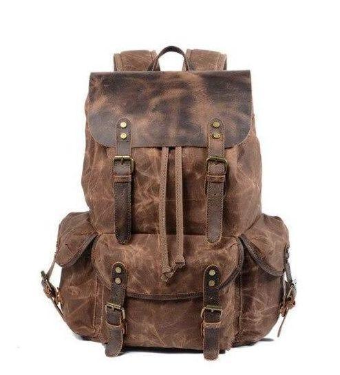 Vintage Leather Waterproof Travel Backpack