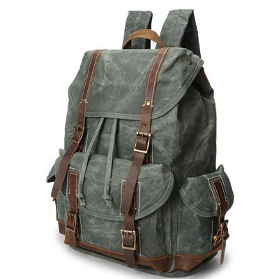 Vintage Leather Canvas Backpack