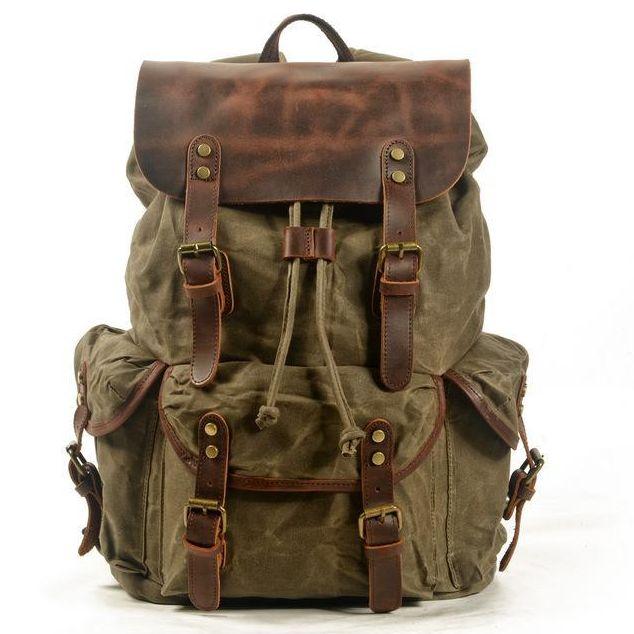 Vintage Leather Waterproof Travel Backpack